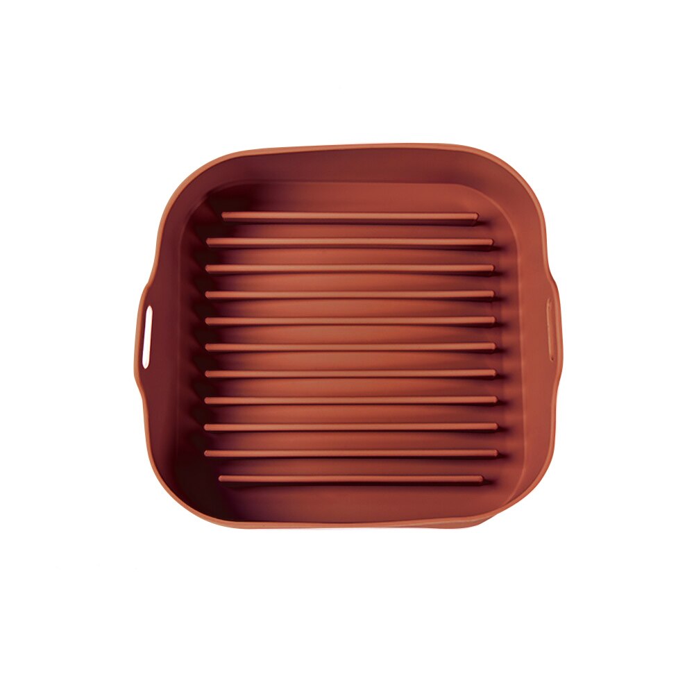 Air Fryer Silicone Baking Tray Pan Non-stick Oven Pot Insert Basket 8 inch Square Fried Food Dish Baking Air Fryer Accessories: Square Coffee