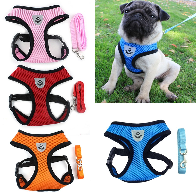 Pet Dog Harnesses Vest Small Dog Chain Teddy Vest Puppies Chest Strap Breathable Mesh Harness Leash For Dogs Outdoor Walking