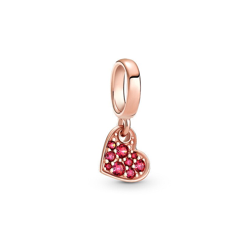 S925 Momente Kleine Pavé O-förmigen Charme Anhänger, exquisite Und Hohe Schmuck Für Frauen Als Fit Original Armband: PD790