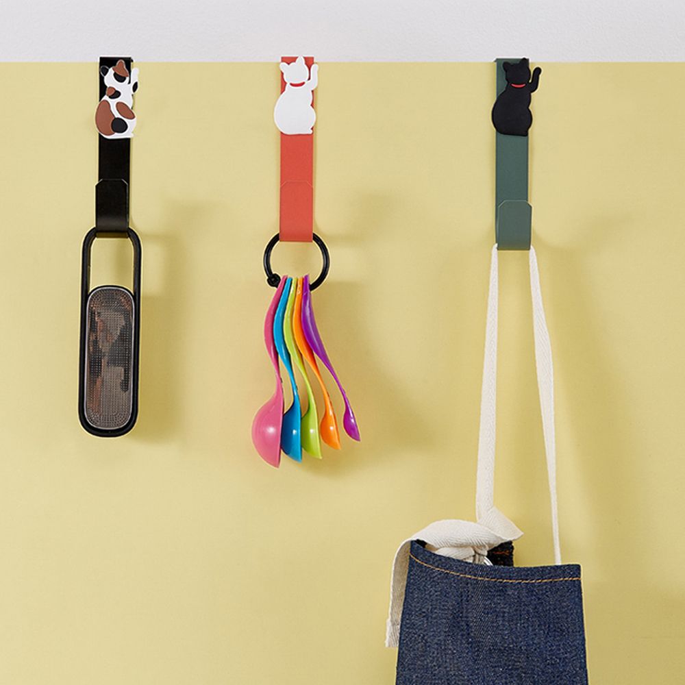 1Pc Zelfklevende Muur Haken Kat Patroon Hangers Voor Badkamer Keuken Stick Op Wall Opknoping Deur Hoed Hanger Handdoek houder