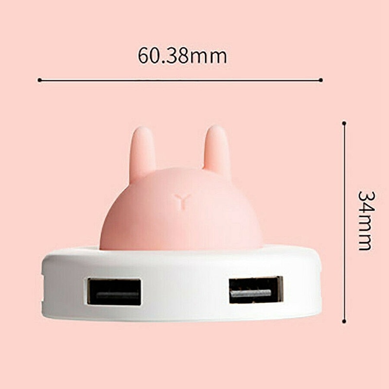 Mini Cute USB Night Light Hub Portable Atmosphere Night Light Hub Extender 4 Port USB Splitter Cable Cartoon