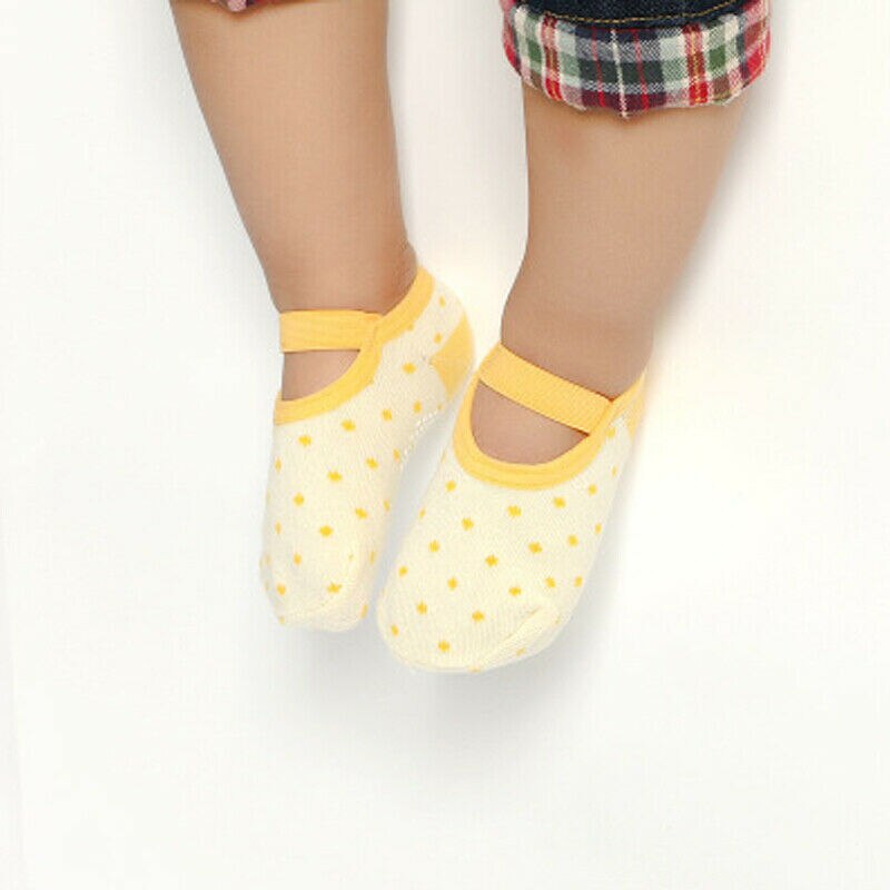 Baby Accessoires Baby Meisje Anti-Slip Katoen Trim Sokken Baby Peuter Pasgeboren Elastische Band Dots Slipper Schoenen Laarzen: YELLOW