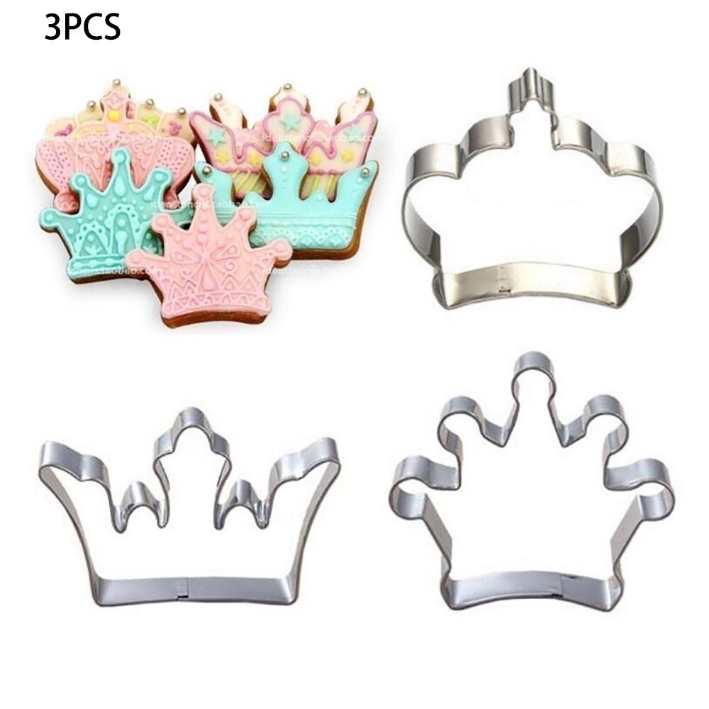 3Pc Unieke Prins Prinses Kroon Cookie Cutter Rvs Diy Cakevorm Cake Decorating Gereedschap Kichen Gereedschap Cuisine