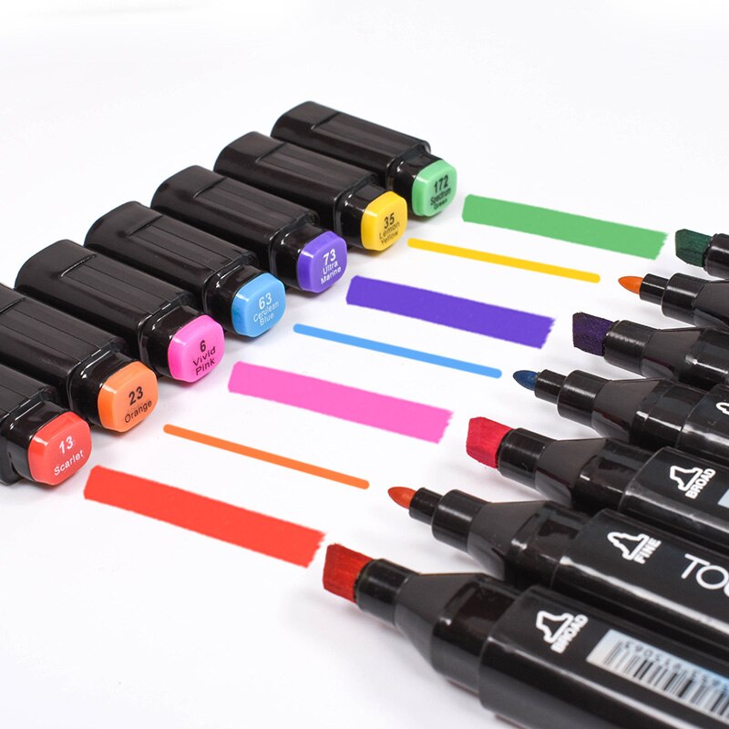 TOUCHNEW Marker Stift 40/60/80/168 Farbe einstellen Zeichnung Skizze Marker Alkohol Basiert Schwarz Körper Kunst liefert Mit 6