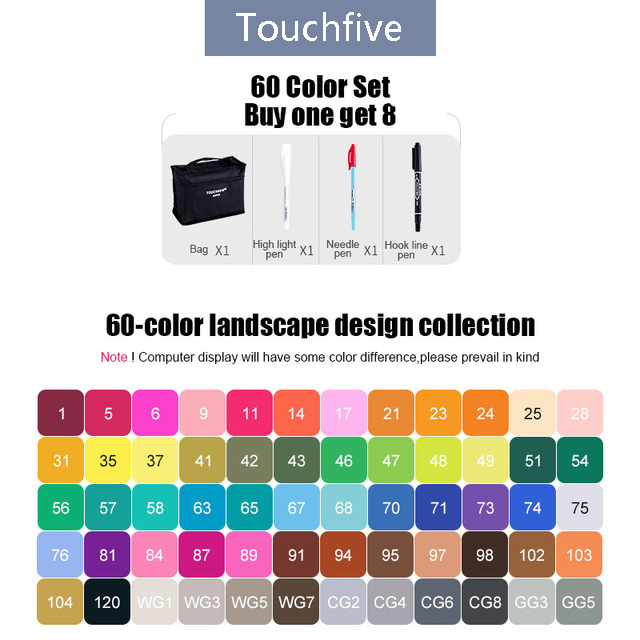 Touchfive Marker 30/40/60/80 Farben Kunst Marker Set Fettige Alkohol Basierend Skizze Marker Stift für künstler Zeichnung Manga Animation: 60 landscape design