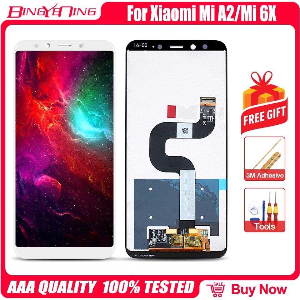 For 5.99" Original xiaomi Mi A2 LCD Screen Display Touch Panel Digitizer For Mi 6X A2 LCD Display Digitizer Replacement Parts: White no Frame