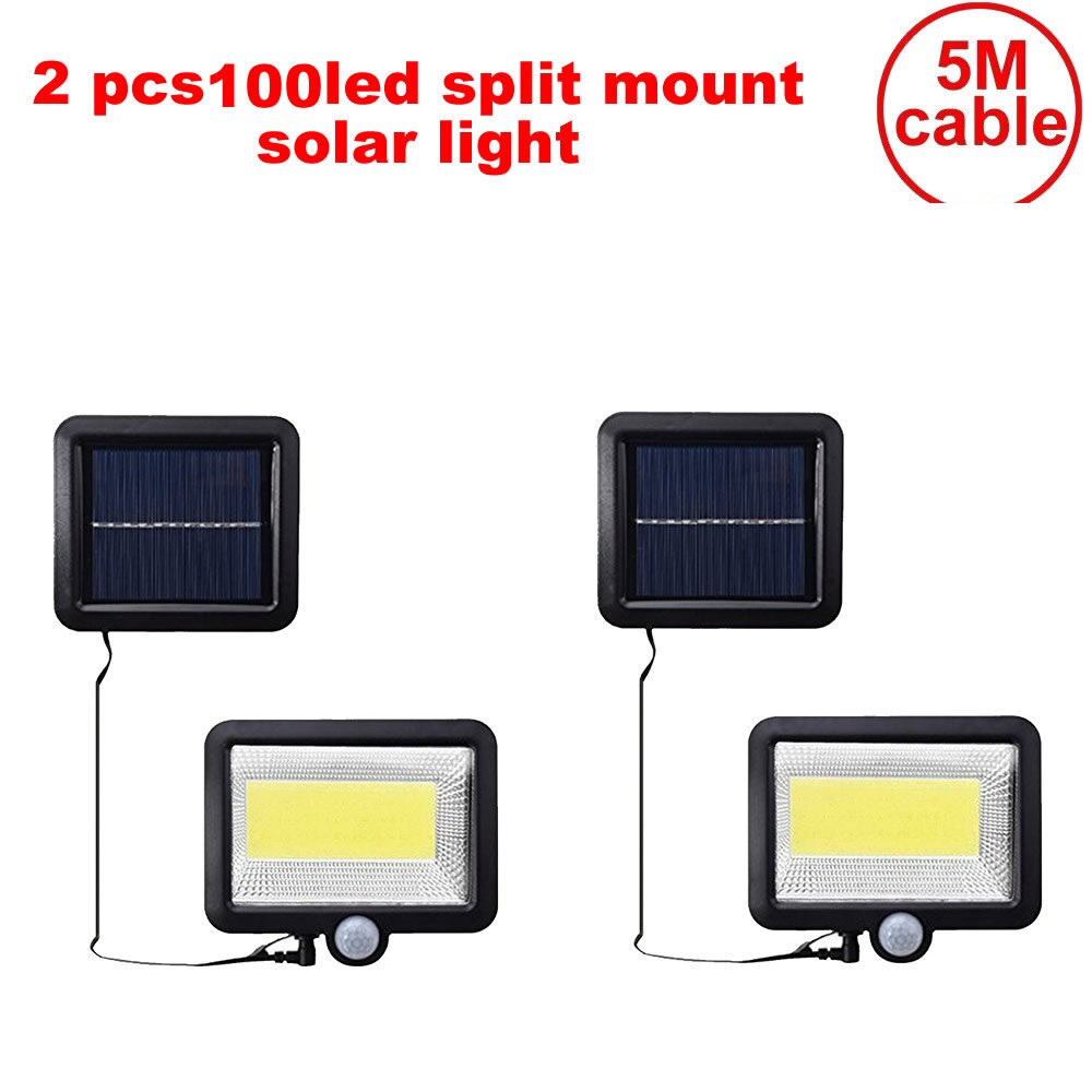 2/4 Stuks 100/56/30 Led Solar Light 3 Modes Zonne-energie Panel Pir Motion Sensor wandlamp Werf Hek Outdoor Path Straat Tuin Li: YX03-100-1M-S-2