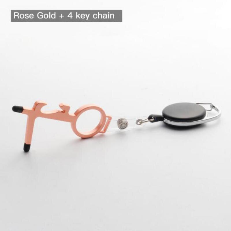 1 Pcs Anti Touch Door Opener Tool Multifunctional No Touch Key Door Opener Non-contact Door Handle Elevator Artifact Keychain: C04