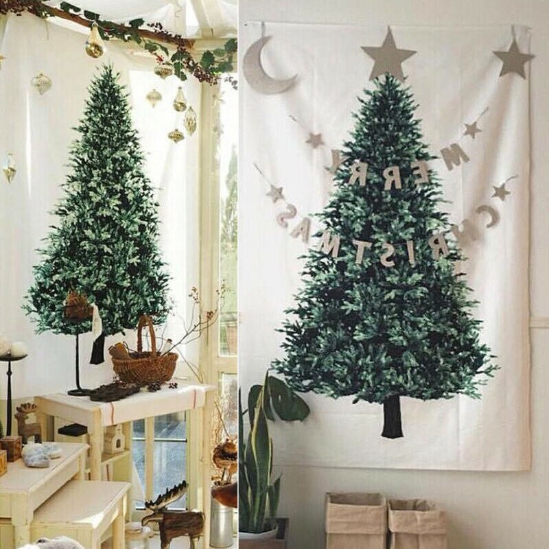 Sapin de noël pin accrocher tissu décor mural tissu décoration de noël pour la maison petit frais fond Simple tapisserie