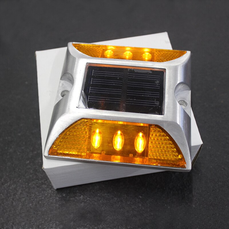 2X Solar Powered LED Road Stud Amber Road Flashing Light one Pack