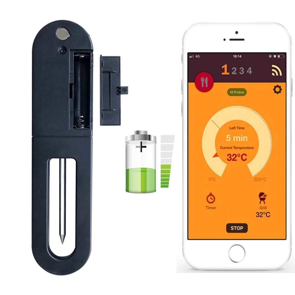 Maypott Thermomètre à viande intelligent sans fil Bluetooth 2 sondes étanches IP67, thermomètre numérique pour aliments de cuisine, four, steak, barbecue, accessoires adultes
