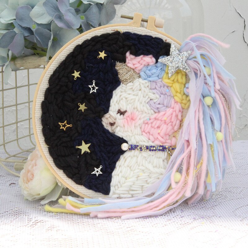 DIY Cartoon Easy Punch Needle Embroidery Kit Punch Needle Cross Stitch for Beginner Handcraft Wall Painting Home Decor: H 20cm withoutneedle