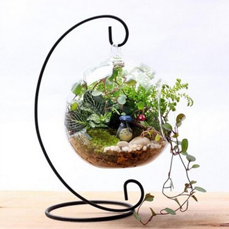 Rétro boule de verre support suspendu bougeoir de mariage fer Art décoration de la maison Table boule lanterne bougie support de support suspendu