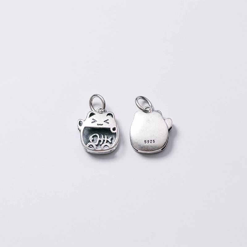 MEETSOFT Romantico Sterling Silver Cute Cat Pendenti E Ciondoli Gioielli Speciale di FAI DA TE Fatti A Mano Decorazione Collana Accessori Braccialetto