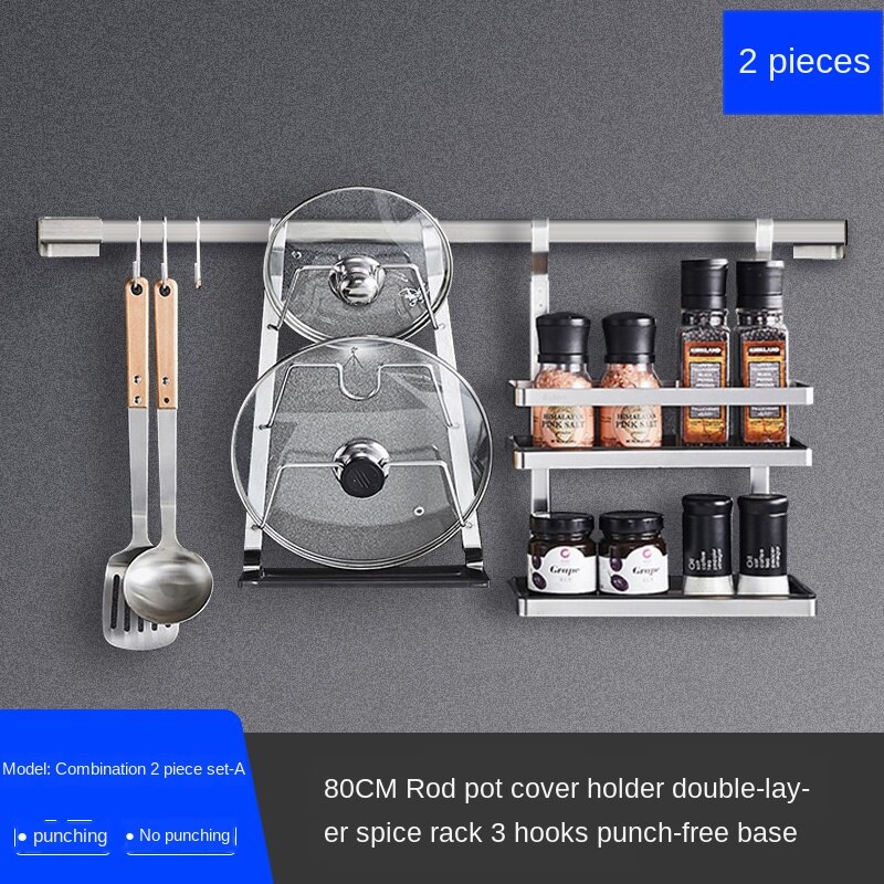 Stainless steel kitchen shelf wall hanging sauce rack hanging rack kitchen counter storage rack: style 6