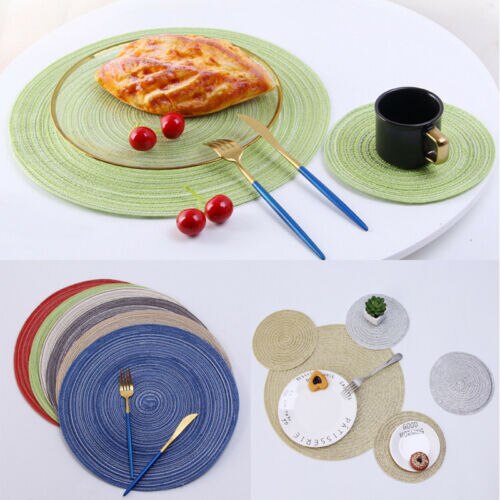 Faroot Feine Western essen matt Weihnachten Runde gewebte Tisch Pads Tischsets PP Wasserdichte Tuch Matten