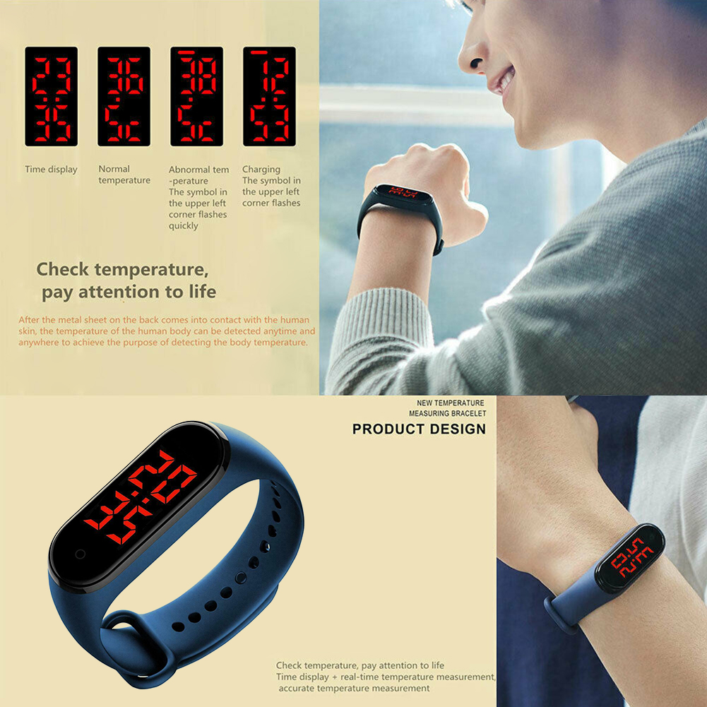 Body Temperature Smart Wrist Band Durable Practical Multi-functional Classic Bracelet with LED Display 90 Days Standby Time