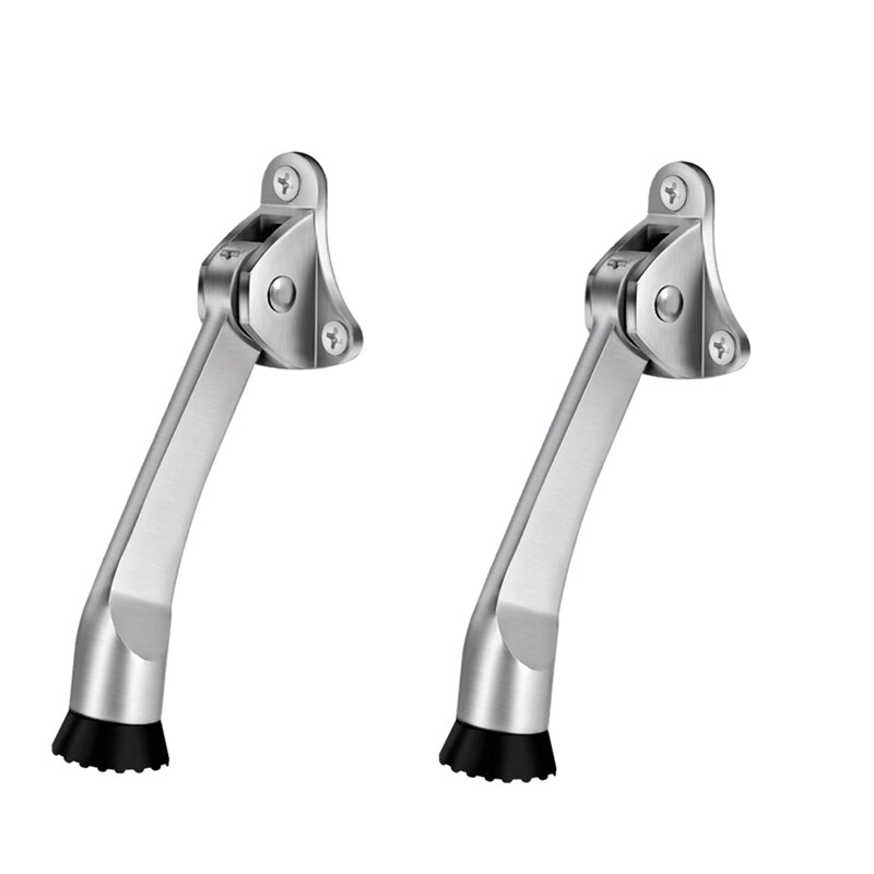 Door Stopper, 2 Pack 4-Inch Kickdown Door Stop, Door Kickstand, Door Stopper Hinge, Metal Door Stopper with a Non-Slip: Default Title