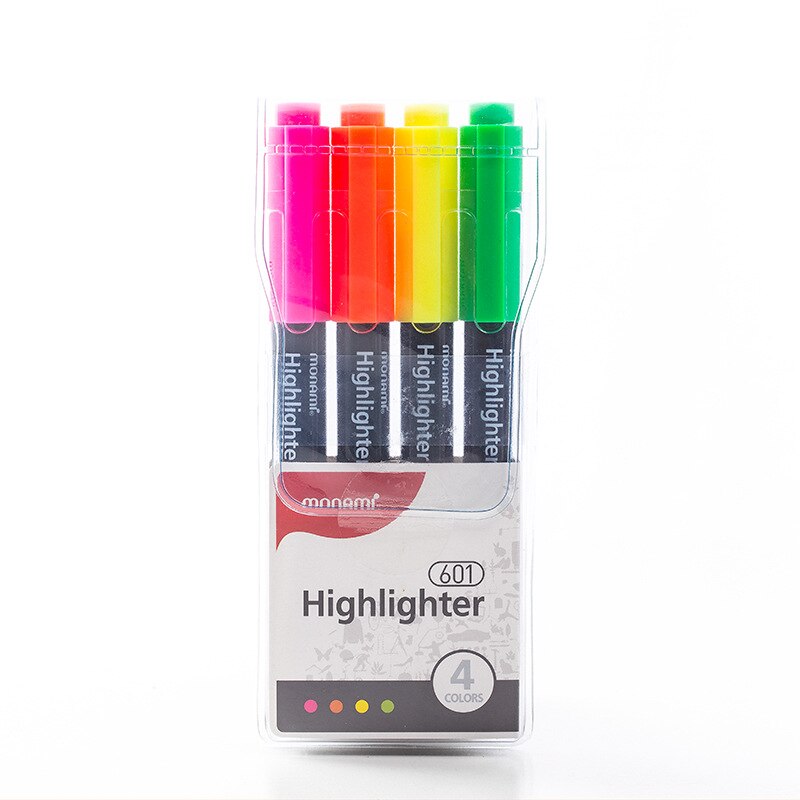 Juego de subrayadores de 4/6 colores, marcador brillante Pastel de 1-4mm, delineador de dibujo, suministros escolares y de oficina, F089, 601 Uds.: 4 bright color set