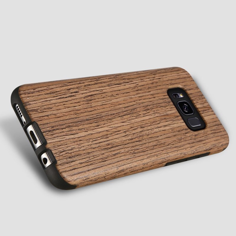 Funda KISSCASE textura de madera Natural para Samsung Galaxy S10 Plus S10E S8 fundas blandas de grano de madera para Samsung S8 Plus: S10 / Dark Gray