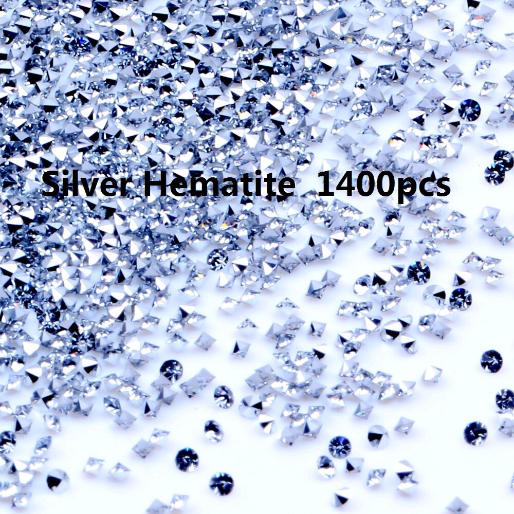 1400Pcs Vele Kleuren 1.1Mm Zircon Steentjes Micro Diamonds Mini 3D Nail Art Strass Nagels Decoraties: 32 silver hematite