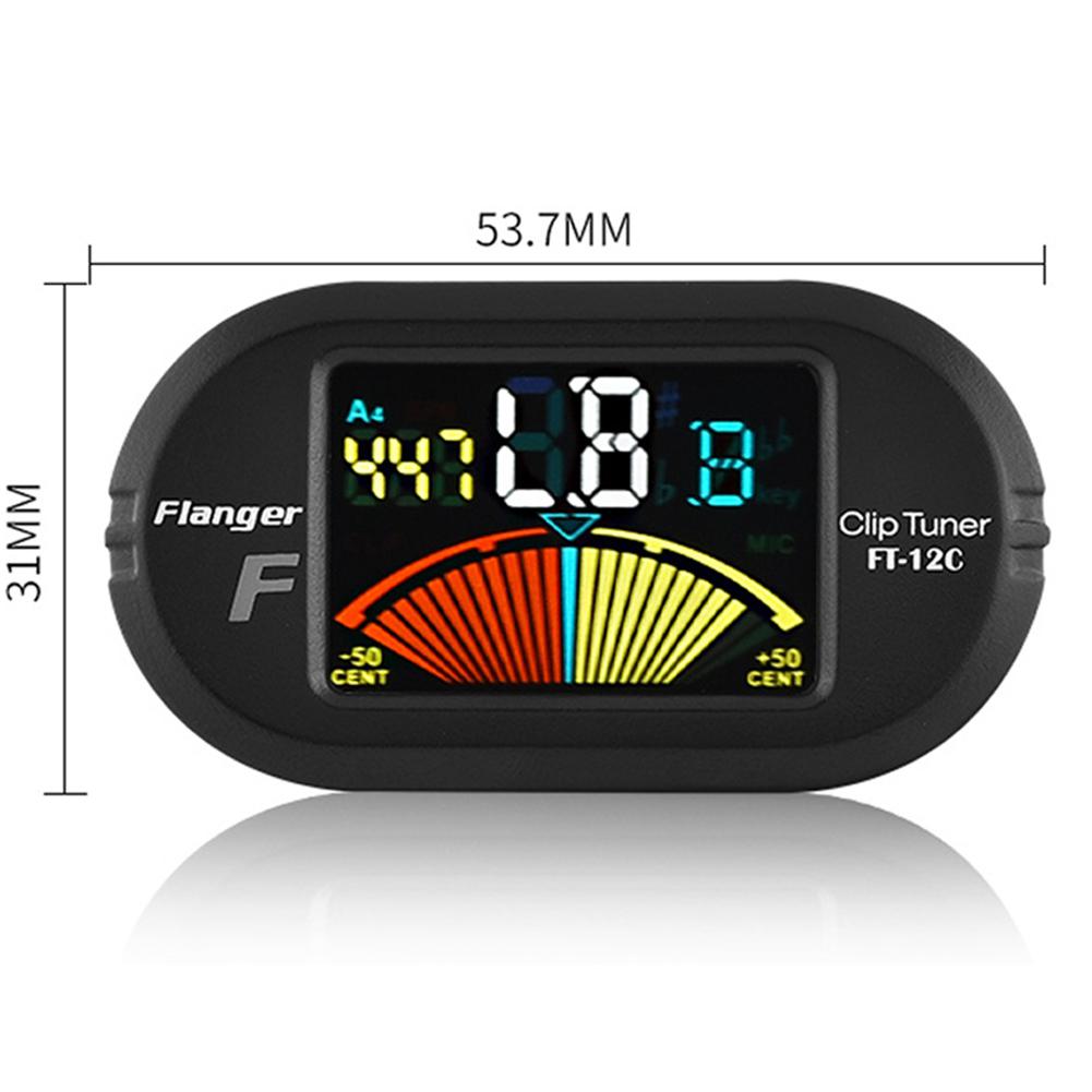 Flanger Clip-on Gitaar Tuner Draaibaar Digitale Tuner LCD Chromatische Display voor Gitaar Bas Ukulele Viool Accessoires FT-12C