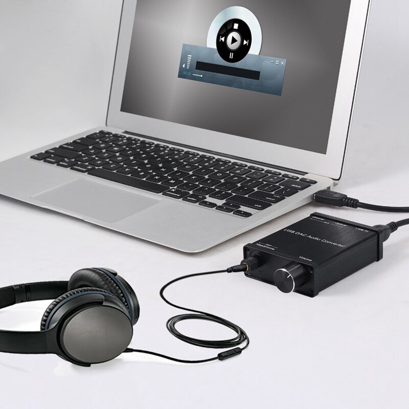 Adaptador convertidor de Audio USB DAC con amplificador de auriculares USB a Coaxial S/PDIF Digital a analógico, tarjeta de sonido de Audio de 6,35mm