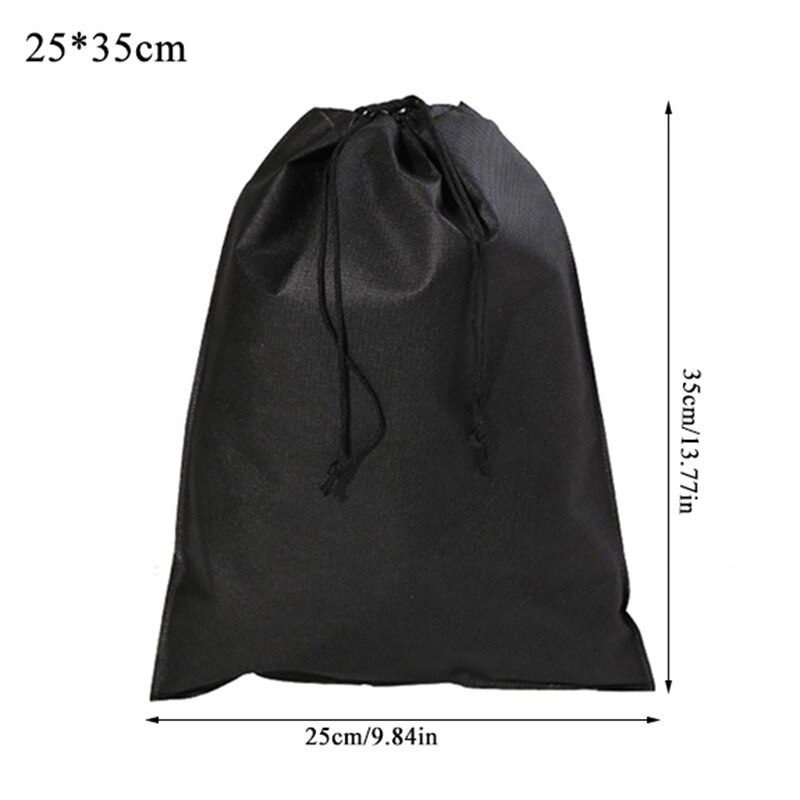 Non-Woven Fabric Drawstring Bags Home Laundry Shoe Travel Portable Pouch Drawstring Tote Bag Organizer: black 25x35cm