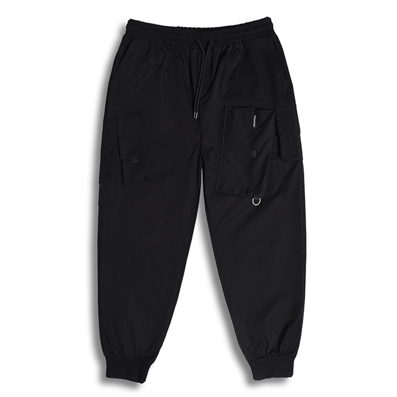 Pantalones Cargo holgados con de bolsillo para hombre, Joggers negros, a la ropa de calle, pantalones holgados, talla grande 7XL, HX617