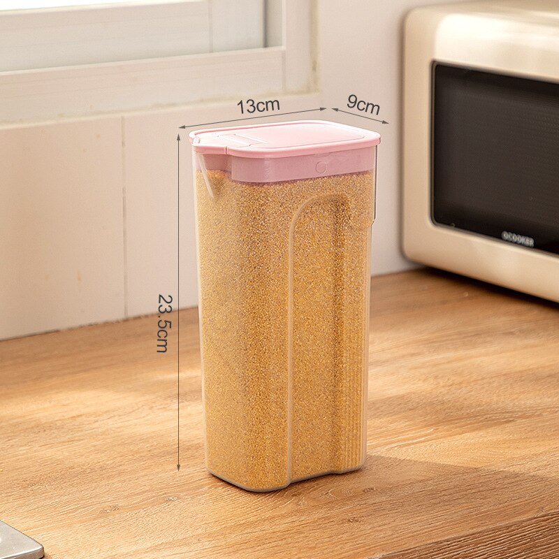 Tarro sellado transparente para cocina, caja de almacenamiento de cereales y granos para el hogar, organizador de latas herméticas, contenedor clasificado a granel: Gris claro