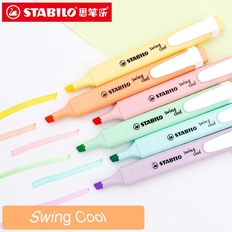 Stabilo Swing Cool Pastel Markeerstift Marker Pennen Macarons Kleuren Pack Van 6 Diverse Kleuren