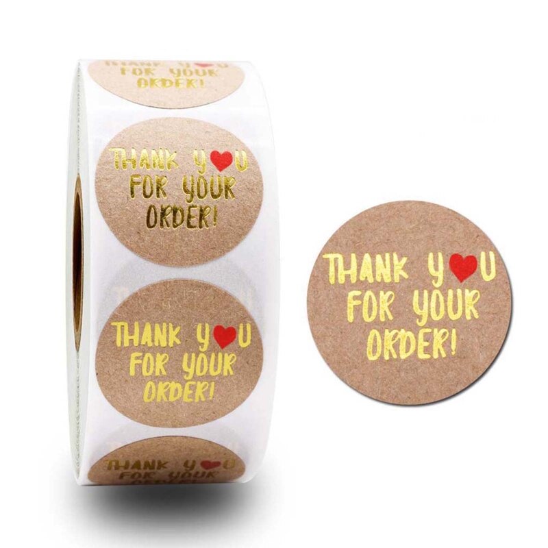 Kraft Thank You for Your Order, etiquetas adhesivas para sello de boda, álbum de recortes, 781C, 500 Uds.