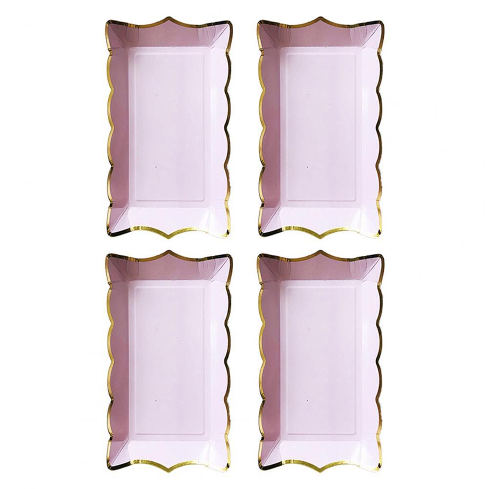 Decorative Paper Rectangular Cake Fruit Disposable Plate Disposable Tableware Plate Disposable Plate 4Pcs/Set: Purple