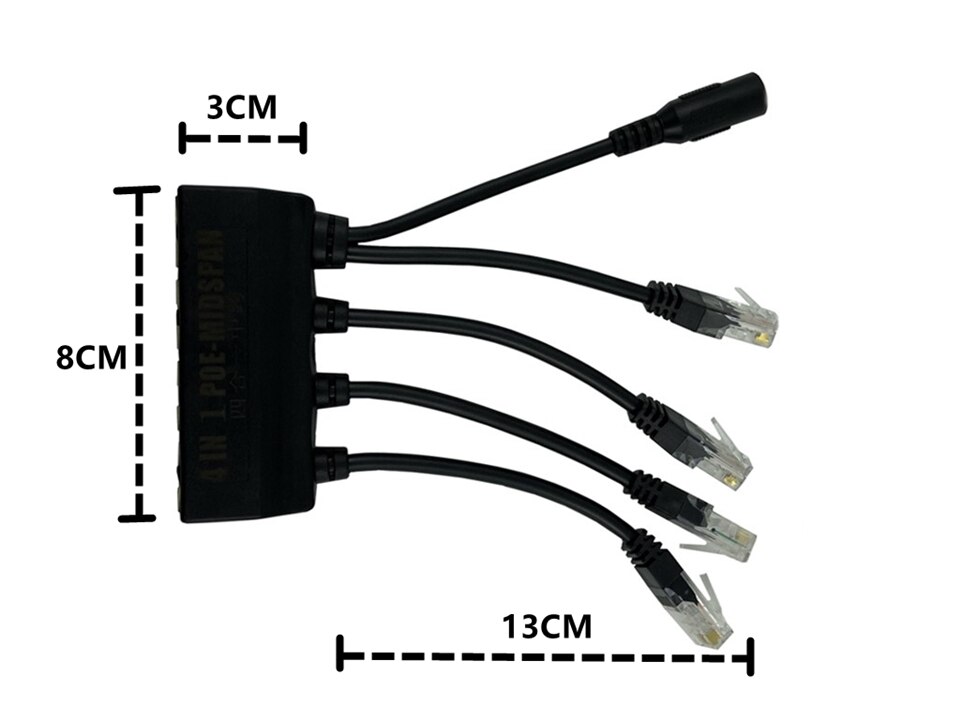PoE 4 in 1 PoE Midspan Splitter Energie über Ethernet 10/ 100Mbps 2A DC 5V 12V 24V 48V 52V Band Abgeschirmt Für IP Kamera