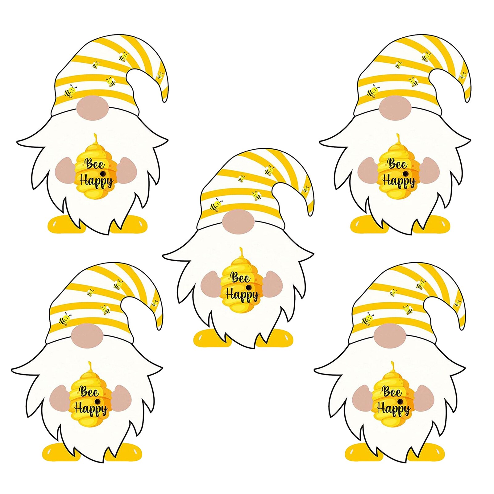 Autocollant de fenêtre en PVC, 5 pièces, dessin animé, bourdon d'abeille, Gnomes d'abeille, autocollant de fenêtre: 01