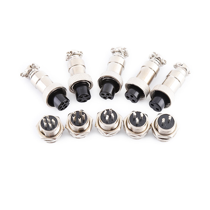 1Set GX12 Aviation Circular Connector 2 3 4 5 6 PIN Male + Female 12mm RS765 Circular Aviation Socket Plug Wire Panel Connector