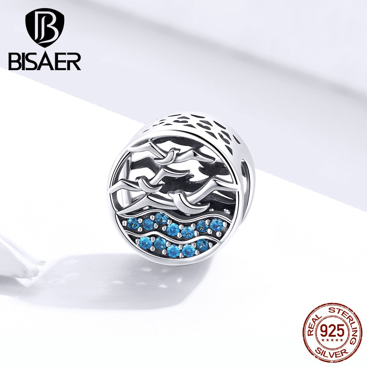 Meeuwen Zilveren Kralen Bisaer 925 Sterling Silver Blue Kubieke Zirkoon Bedels Voor Originele Zilveren 925 Sieraden Maken ECC1454