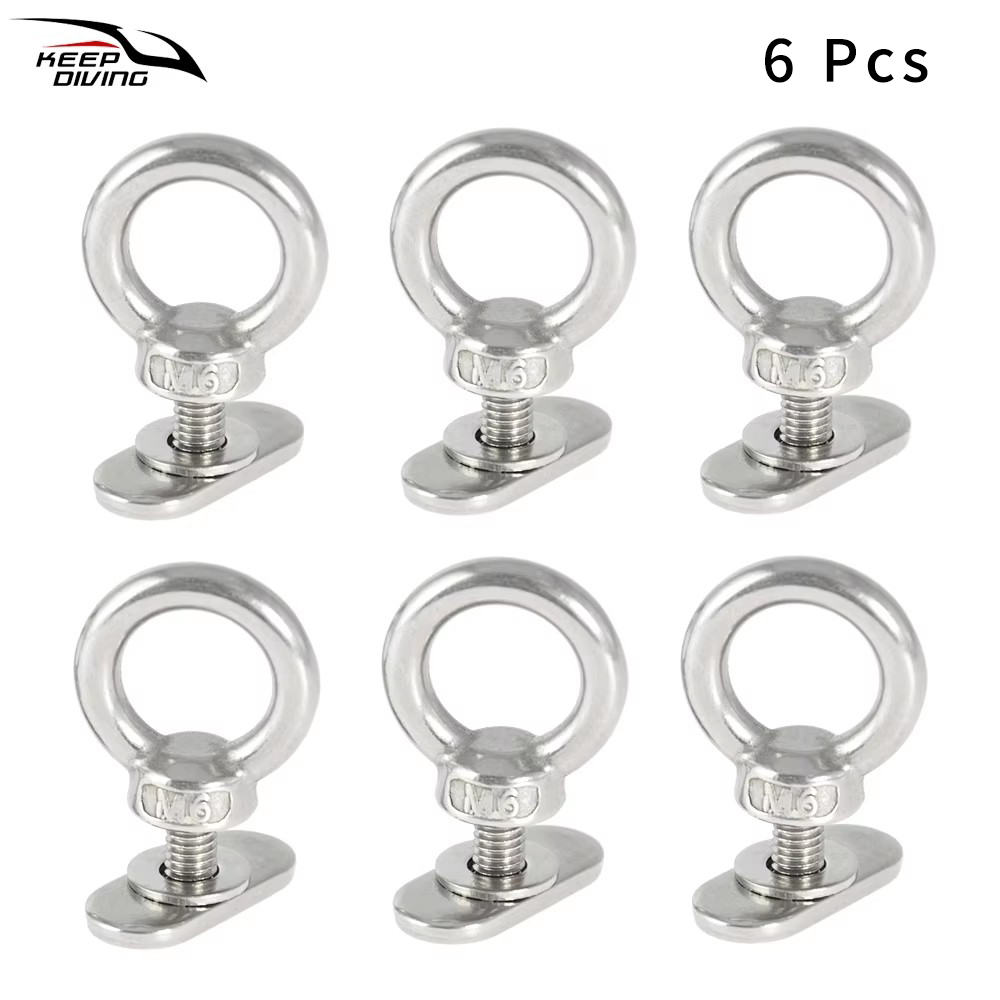 6 Pcs Kayak Rail Accessories Kayak Track Mount Tie Down Eyelet With Screw Nuts For Kayak Canoes Boats Fishing etc: Default Title