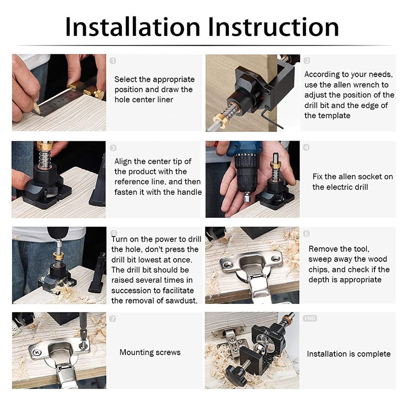 35mm Aluminum Alloy Hinge Positioner Adjustable Hinge Jig Kit Template Guide Tools for Face Frame Cabinet Door Hinges XHC88