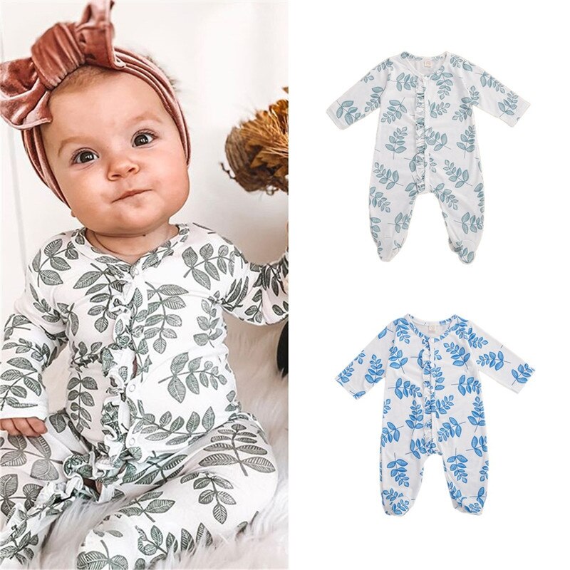 0-24M bébé longue combinaison printemps automne pyjamas -né décontracté à manches longues bouton bas barboteuse pour bébé garçons vêtements de nuit pour filles Robes