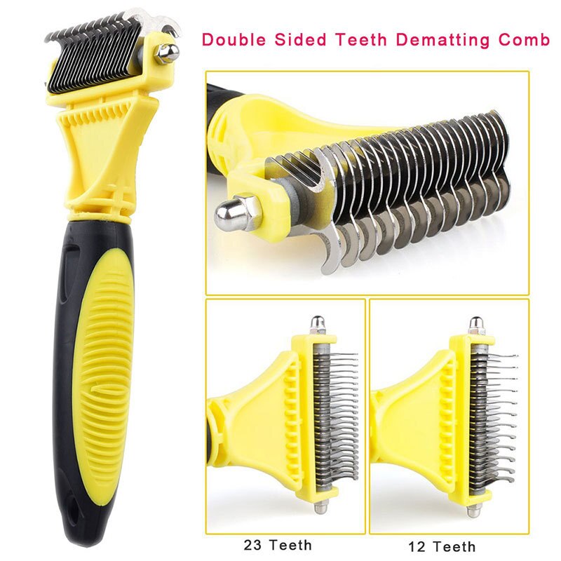 Dubbele Side Pet Bont Hond Borstel Kam Hark Haar Borstel Kat Grooming Deshedding Trimmer Tool Hond Kam Huisdier Borstel Rake 12/23 Blades