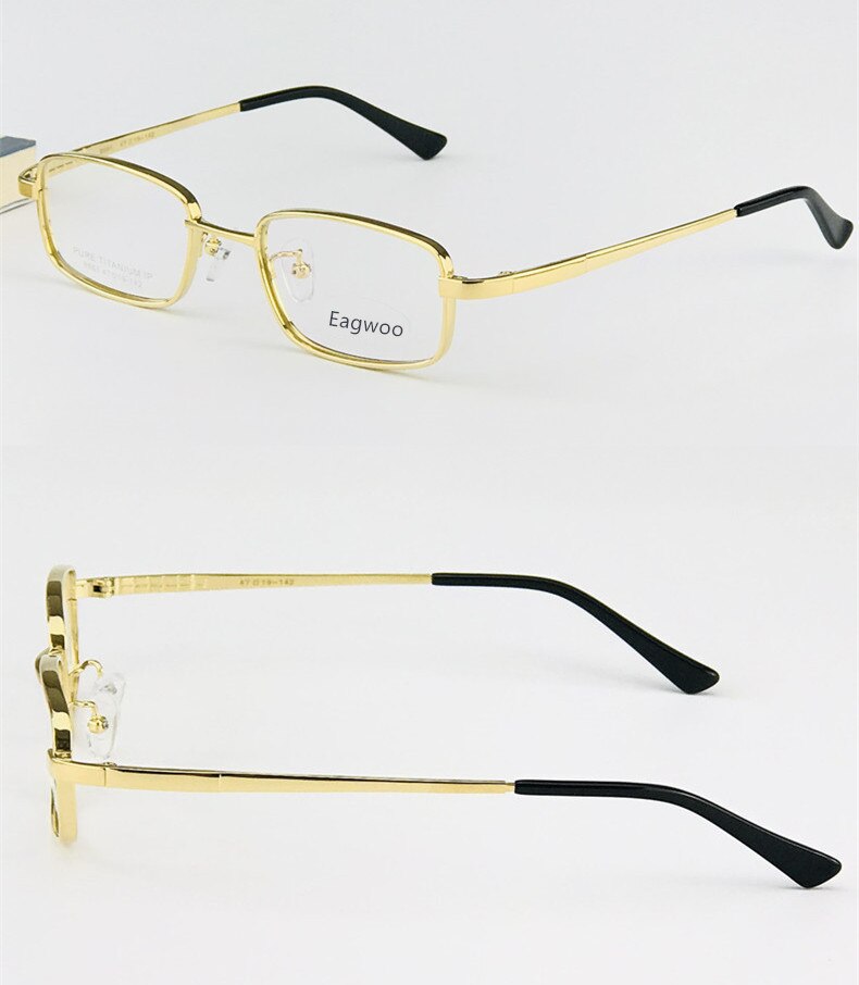 Lunettes de lunettes en titane pur, petite monture optique adaptée à haute dioptrie, lunettes de Prescription, haute puissance: Golden
