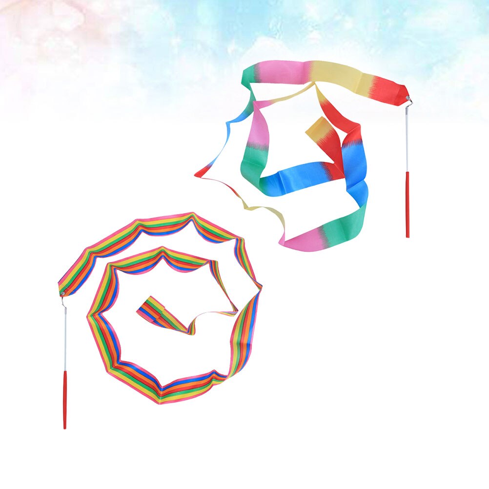 4pcs Colorful Baton Twirling Dance Ribbon Silk Ribbon Dancing Streamers for Kids