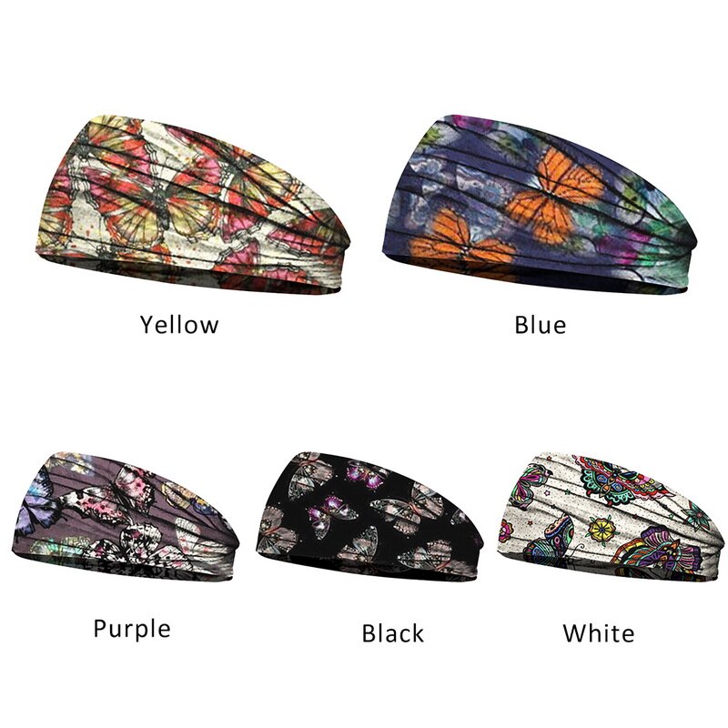 Butterfly Wide Sport Yoga Headbands for Women Cotton Solid Leopard Knot Boho Turban Headwrap Bandana Girls Hair Accessories