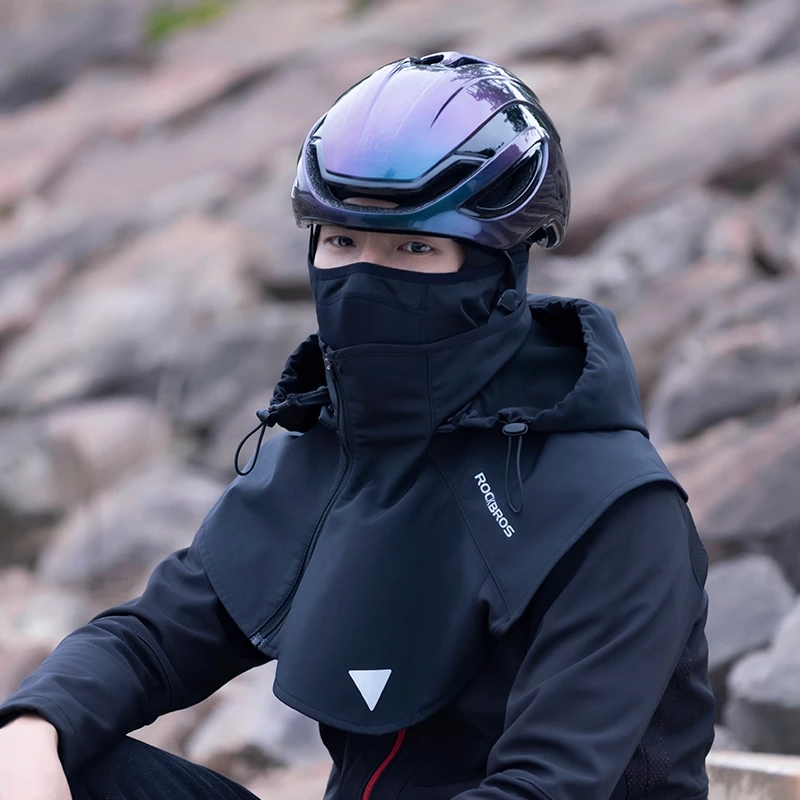 ROCKBROS-mascarilla de ciclismo para hombre y mujer, pasamontañas cálido a prueba de viento, máscara de lana de doble capa para motocicleta y Scooter, Invierno