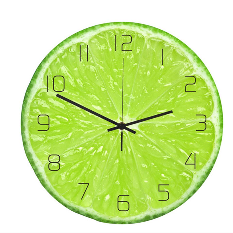 Horloge murale Orange moderne | Montre silencieuse, acrylique, chambre à coucher, salon, horloge de fruits, décor de maison, lasser bairam: cc095