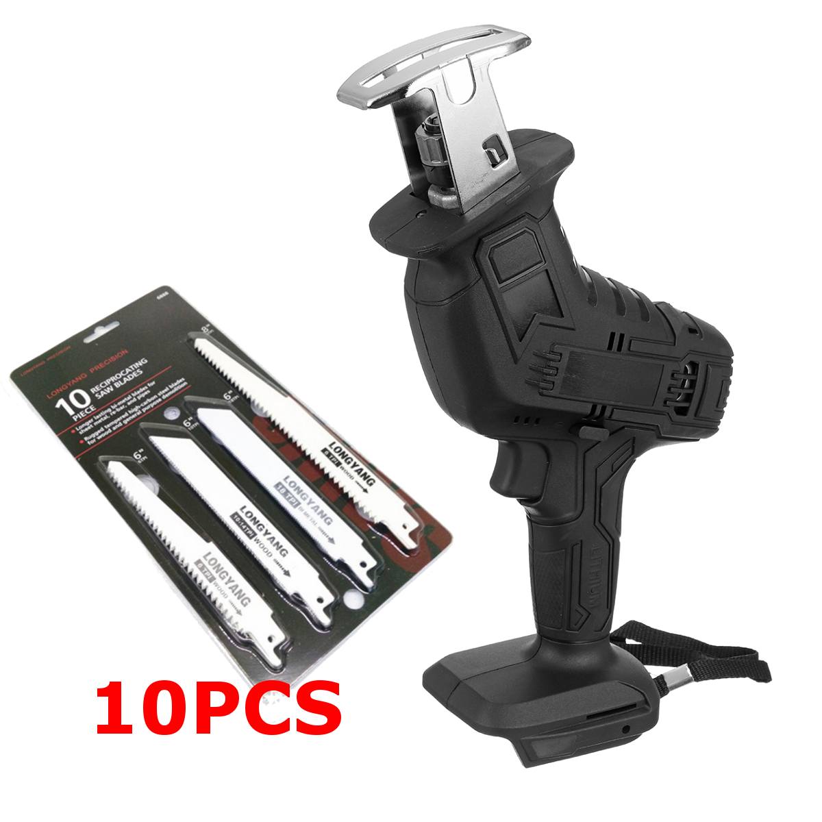 18V Mini Cordless Reciprocating Saw Body Replacement Wood Cutting Tool Adjustable Speed Electric Saw Body for Makita Battery: body and blades