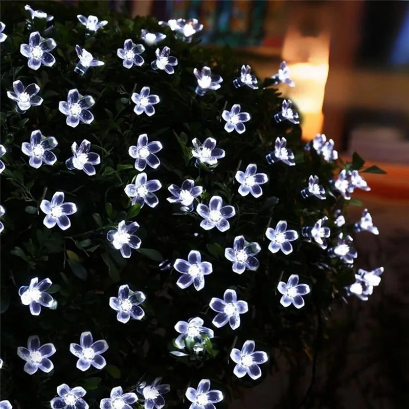 LED-Gartenleuchten für den Außenbereich, Hochzeitsdekoration, 8 Modi, Kirschblüten, Solar-Lichterkette, Weihnachtsfeier, Dekoration, Lichterkette