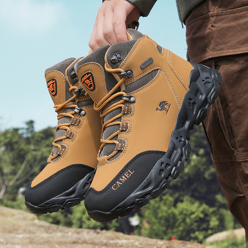 Zapatos de senderismo impermeables para exteriores para hombre, zapatillas de cuero para caminar, zapatos antideslizantes para escalar y senderismo, botas de trabajo cómodas para hombre