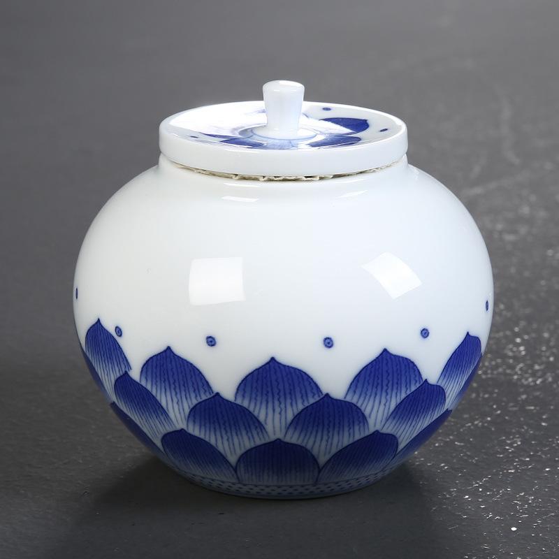 Ceramic Tea Caddies Tea Culture Blue And White Porcelain Storage Bottle Jar Tea Box Candy Salt Seasoning Snack Storage Container